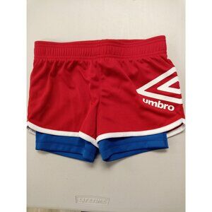Umbro Girl's Red, White, and Blue Soccer Shorts Size 6x, Small